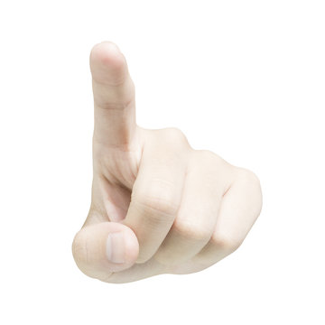 hand touching point screen. isolated with clipping path