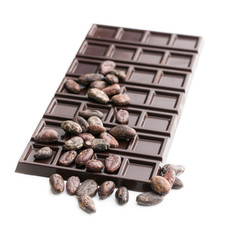 cocoa beans and chocolate bars