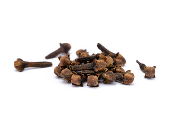 Fragrant spices cloves isolated on white background