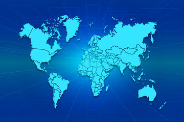 Fototapeta na wymiar Perspective background blue tone with world map.