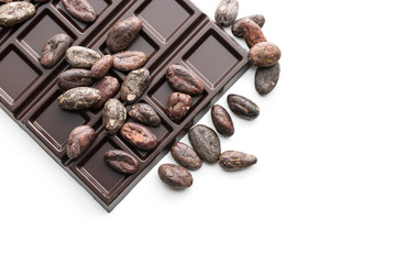 cocoa beans and chocolate bars