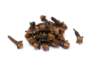 Fragrant spices cloves isolated on white background.