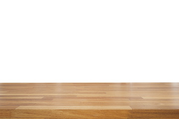 Empty wood table top isolate on white background