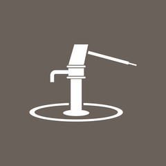 Water Hand Pump Icon on Dark Gray Color. Eps-10.