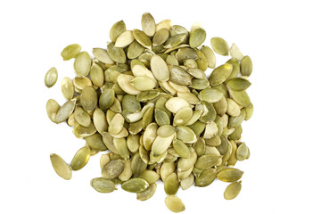 pumpkin seeds on white background