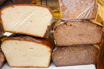 Market stalls with baked goods. Spring Fair on the Square
