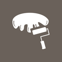 Paint Brush Icon on Dark Gray Color. Eps-10.