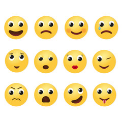 Emoji faces icons set illustration. 