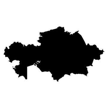 Kazakhstan black map on white background vector