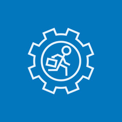 Man running inside the gear line icon.