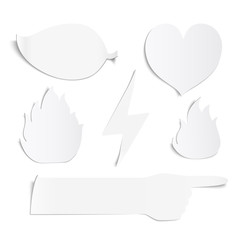 Set of white paper stickers