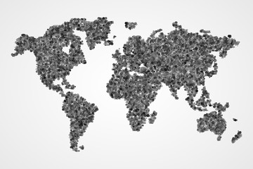 Dotted round world map. Abstract vector illustration.