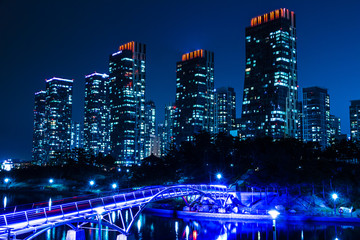 City of the Future Songdo South Korea in night