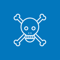 Skull and cross bones line icon.