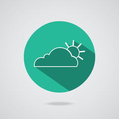 Vector abstract cloud icon. Teal button