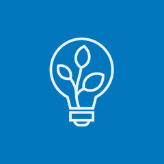 Lightbulb and plant inside line icon.