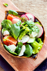 spring vegetable salad with feta cheese