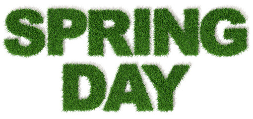 giorno di Primavera , spring day, 3d prato erba verde, 21 marzo sfondo bianco