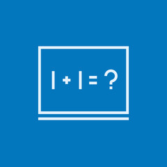 Maths example written on blackboard line icon.