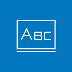 Letters abc on blackboard line icon.