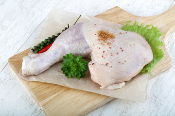 Raw chicken leg