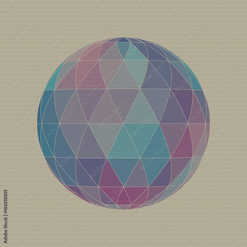 Poster sphere of triangles on cardboard background