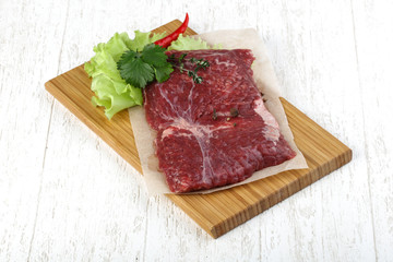Raw machete steak