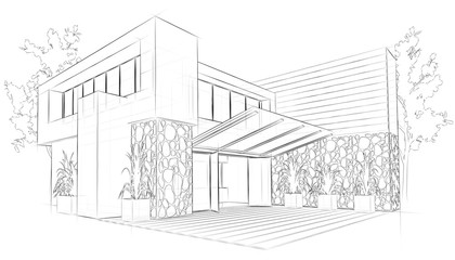 architecture sketch drawing house