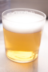 Beer glass in pub bar