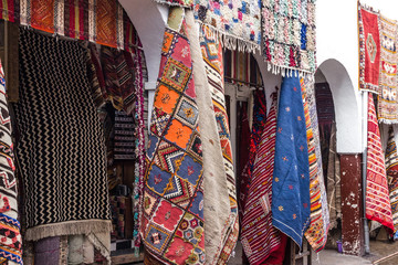 Moroccan carpets on market, Morocco, Casablanca.