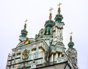 Fototapeta na wymiar Kiev, Ukraine. Andreevskaya church on Andreevsky spusk, Andrew's