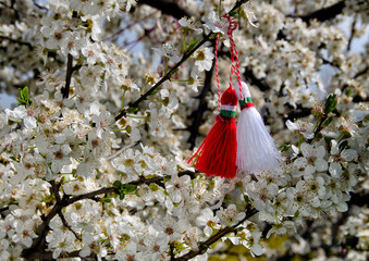 Bulgarian tradition is to meet the spring hanging martenitsa on a blossom tree
