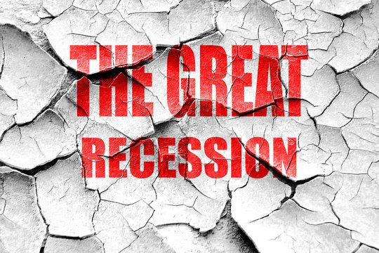 Grunge cracked Recession sign background