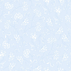 Vintage floral raster seamless pattern with hand-drawn flowers.