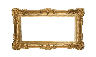 Golden frame isolated on white background