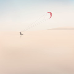 Kite landboarding poster as a symbol of freedom, sport and adventure outdoor activity.