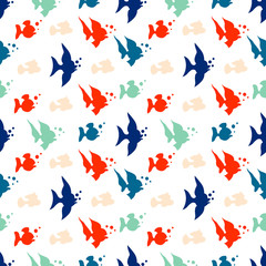 Vector illustration of a seamless pattern of fish