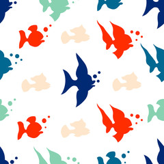 Fototapeta premium Vector illustration of a seamless pattern of fish