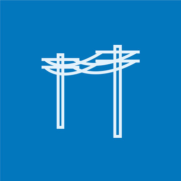 High voltage power lines line icon.