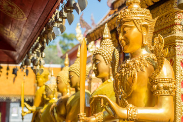 Detail from Wat Phra That Doi Suthep in Chiang Mai. This Buddhist temple founded in 1383 is the most famous in Chiang Mai. - obrazy, fototapety, plakaty