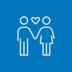 Couple in love line icon.