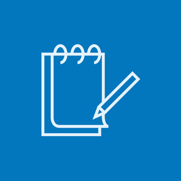 Notepad with pencil line icon.