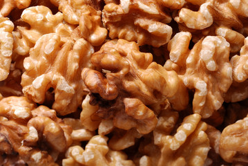 Walnuts shelled in heap