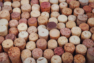 background texture with different wine corks