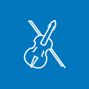 Violin with bow line icon.