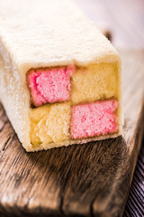 Traditional check Battenberg cake