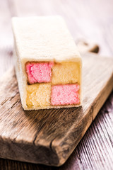 Traditional check Battenberg cake