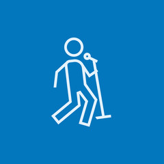 Man singing with microphone line icon.