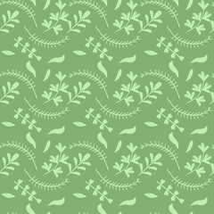 Colorful cute floral set with leaves and flowers seamless pattern