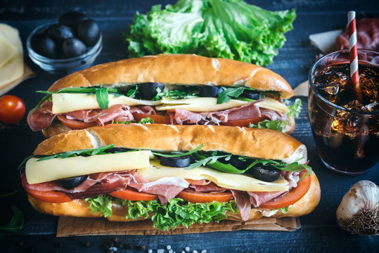Submarine sandwiches served